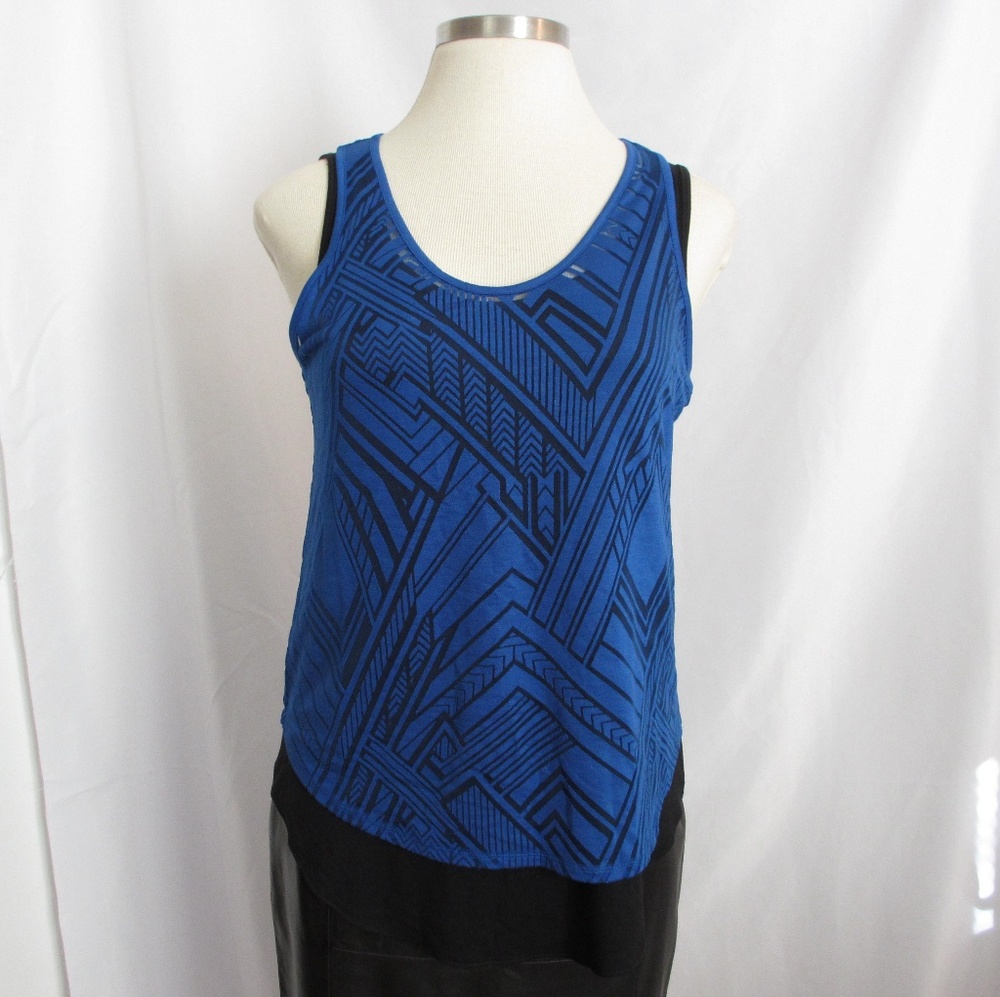 Blue Trouve Geometic Burnout Layering Tank Top